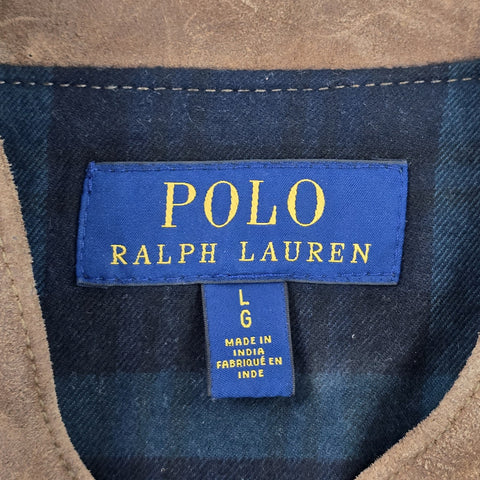 Polo Ralph Lauren Suede Cafe Racer Bomber Jacket Brown Men's Large