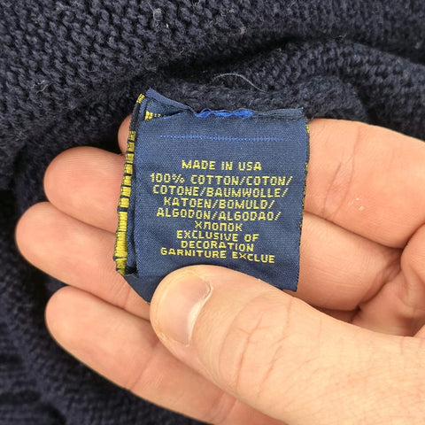 Polo Ralph Lauren 1/4 Zip USA Flag Knitted Jumper Blue Men's XXL