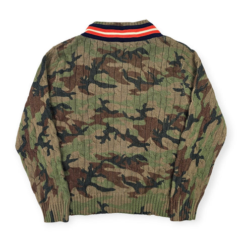 Polo Ralph Lauren Tiger Cable Knit Camouflage Cricket Jumper Men's XL