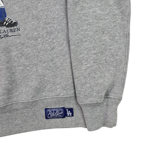Polo Ralph Lauren Rare Bear LA Dodgers Baseball Sweatshirt Grey Mens Small