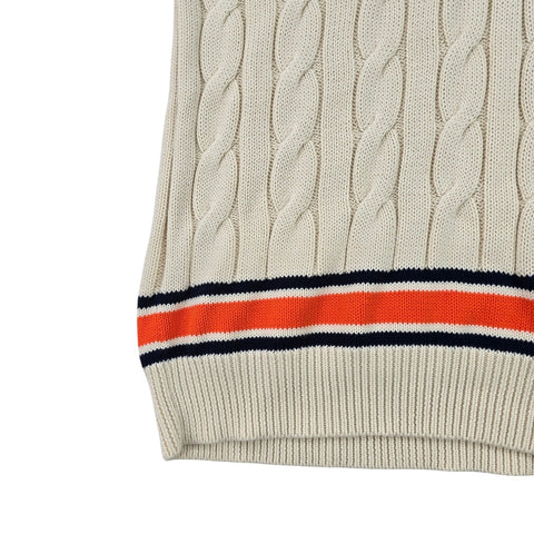 Polo Ralph Lauren Cable Knit Cricket Vest Jumper Cream Men's XL
