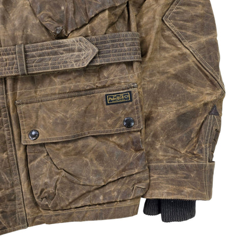 Polo Ralph Lauren Iconic Oilcloth Cylinder Biker Waxed Jacket Brown Men's Large