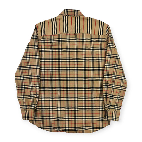 Burberry Patchwork Nova Check Long Sleeve Shirt Men's Large