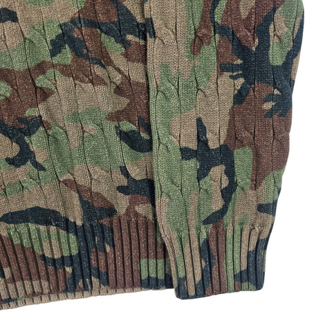 Polo Ralph Lauren Tiger Cable Knit Camouflage Cricket Jumper Men's XL