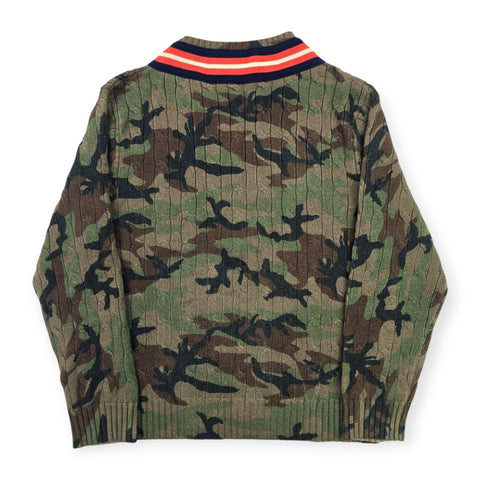Polo Ralph Lauren Tiger Cable Knit Camouflage Cricket Jumper Men's XL