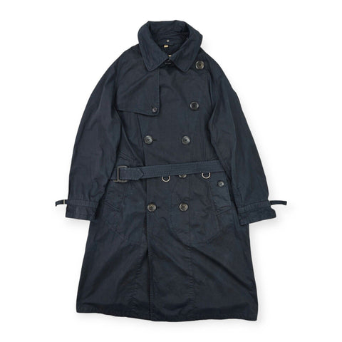 Burberry Gabardine Double Breasted Trench Coat Black Men's Medium