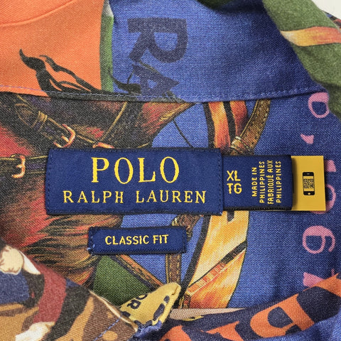 Polo Ralph Lauren Classic Fit Equestrian Print Camp Shirt Long Sleeve Men's