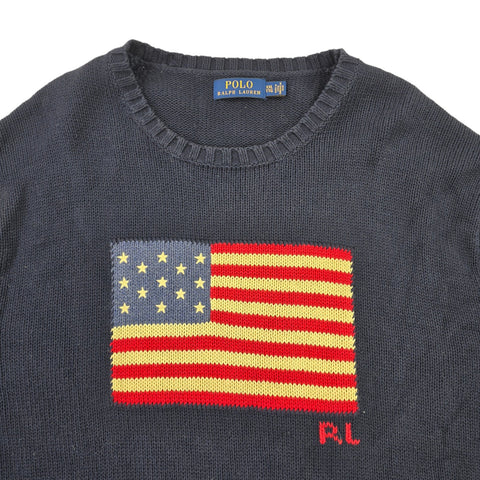 Polo Ralph Lauren USA Flag Knitted Jumper Blue Men's XXL