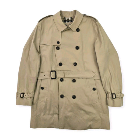 Burberry Kensington Double Breasted Nova Check Trench Coat Brown Men's Large