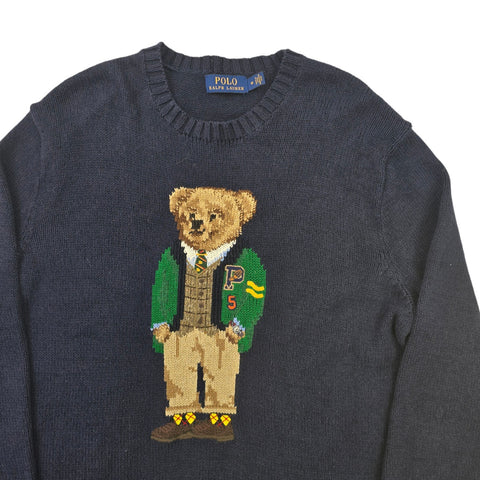 Polo Ralph Lauren Bear Knitted Jumper Blue Men's Medium