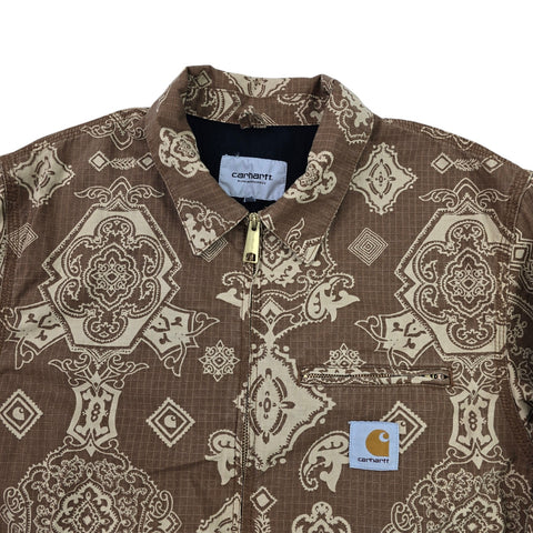 Carhartt WIP Detroit Bandana Pattern Jacket Brown Men's Large