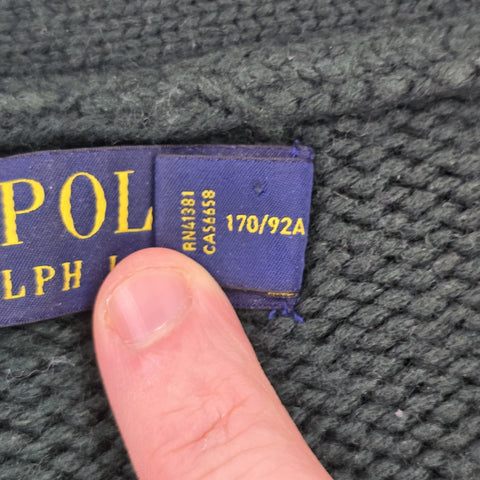 Polo Ralph Lauren Letterman Varsity Patches Knitted Cardigan Green Men's Small