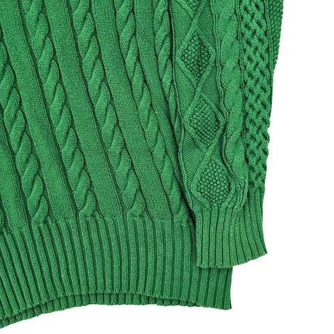 Polo Ralph Lauren Spellout Cable Knit Cricket Jumper Green Men's Medium