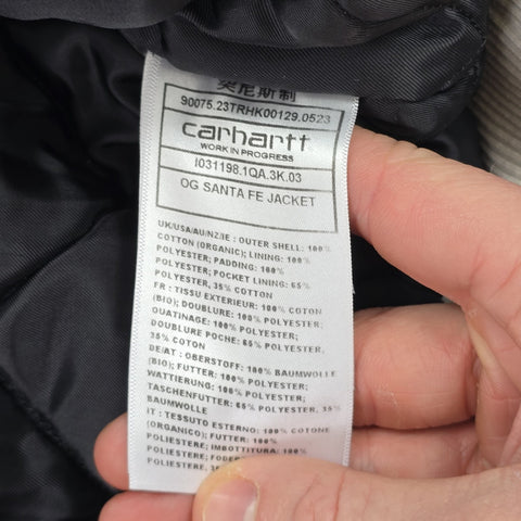 Carhartt WIP OG Santa Fe Quilt Lined Jacket Grey Men's Large