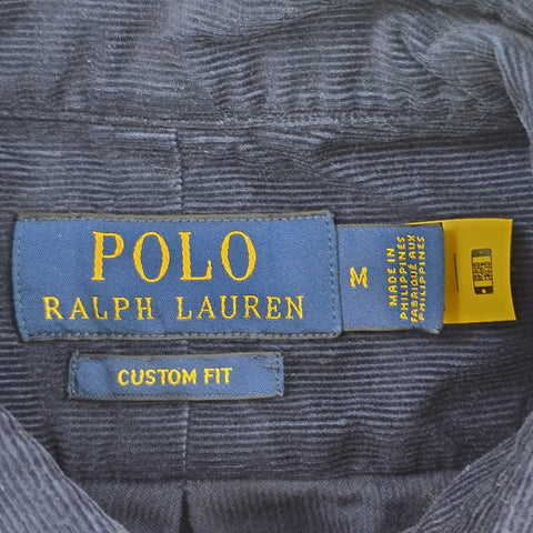 Polo Ralph Lauren Bear Corduroy Long Sleeve Shirt Blue Men's Medium