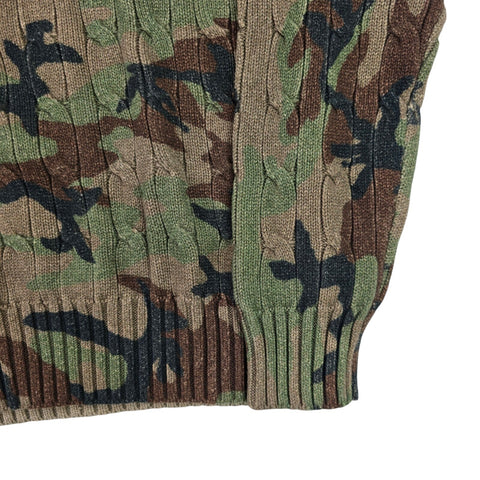 Polo Ralph Lauren Tiger Cable Knit Camouflage Cricket Jumper Men's Medium