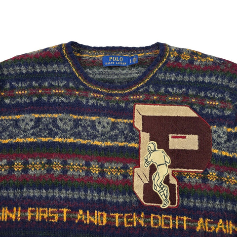 Polo Ralph Lauren Letterman Fair Isle Pattern Knitted Jumper Men's Large