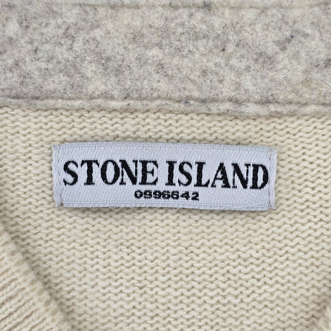 Stone Island Y2K 2008 Badge Logo Knitted Jumper Cream Men's Large