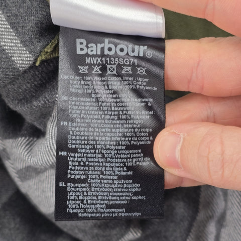 Barbour Pendle Waxed Parka Quilt Lined Jacket Grey Men's Medium