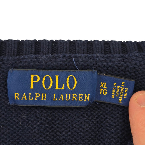 Polo Ralph Lauren Spellout Logo Knitted Jumper Blue Men's XL