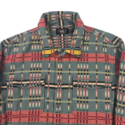 RRL Ralph Lauren Brown Bear Multi Check Overshirt Jacket Men's XXL