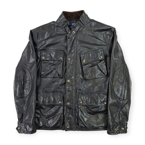 Polo Ralph Lauren Southbury Biker Leather Jacket Black Men's XL