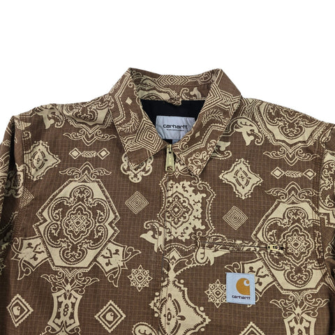 Carhartt WIP Detroit Bandana Pattern Jacket Brown Men's Large
