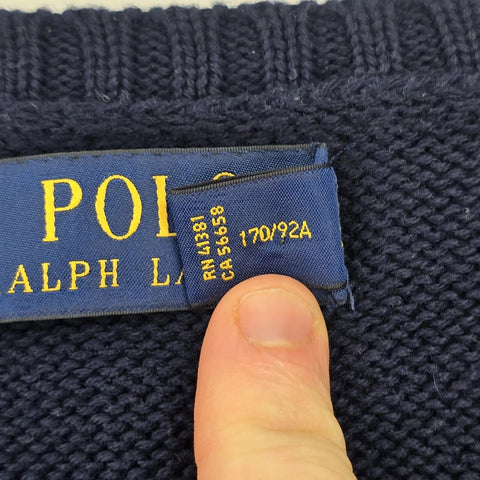 Polo Ralph Lauren Spellout Logo Knitted Jumper Blue Men's Small