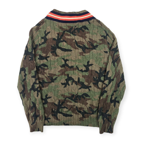 Polo Ralph Lauren Tiger Cable Knit Camouflage Cricket Jumper Men's Large