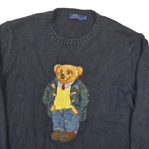 Polo Ralph Lauren Bear Knitted Jumper Blue Men's Large