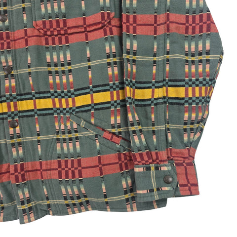 RRL Ralph Lauren Brown Bear Multi Check Overshirt Jacket Men's XXL