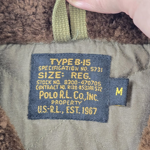 Polo Ralph Lauren B-15 Military Down Bomber Jacket Green Men's Medium