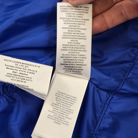 Polo Ralph Lauren Big Pony Tyrol Down Puffer Gilet Jacket Blue Men's Medium