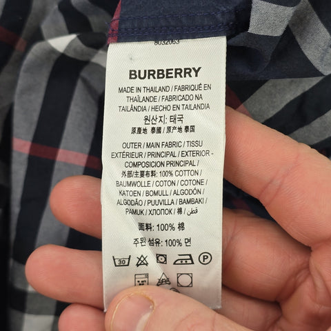 Burberry Spellout Check Pattern Long Sleeve Shirt Men's Medium