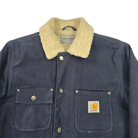 Carhartt WIP Fairmount Sherpa Lined Canvas Jacket Blue Men's Small