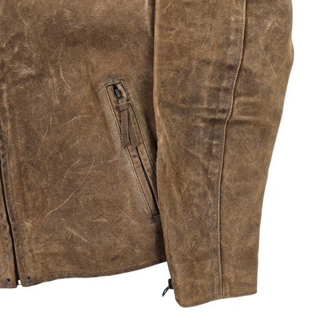 Polo Ralph Lauren Suede Cafe Racer Bomber Jacket Brown Men's Large