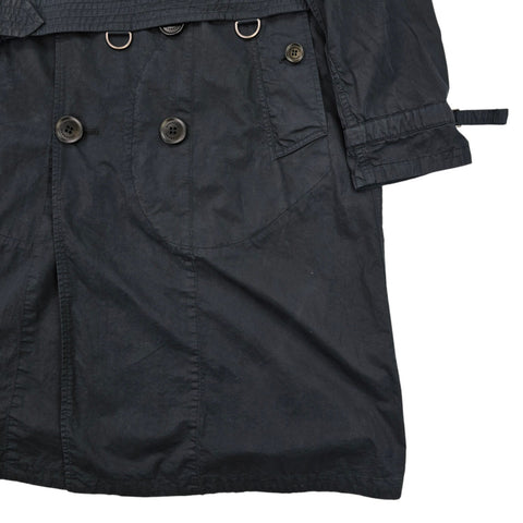 Burberry Gabardine Double Breasted Trench Coat Black Men's Medium