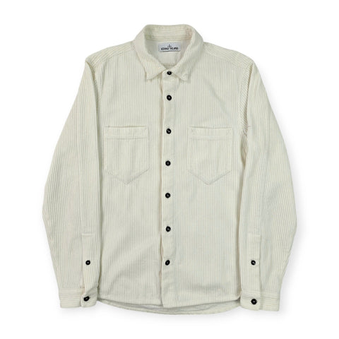 Stone Island 2019 Corduroy Compass Logo Overshirt White Men's Medium