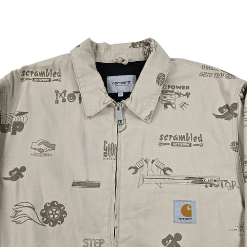 Carhartt WIP Detroit Motor City Graphic Bomber Jacket Brown Men's XL