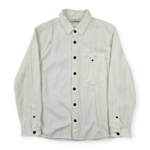 Stone Island 2022 Corduroy Spellout Overshirt White Men's XXL