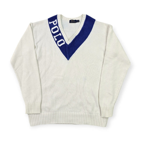 Polo Ralph Lauren Spellout Cricket Knitted Jumper White Men's Small