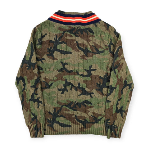Polo Ralph Lauren Tiger Cable Knit Camouflage Cricket Jumper Men's Small