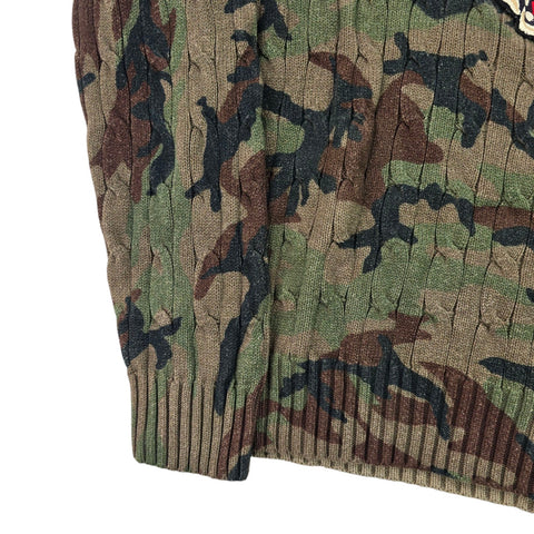 Polo Ralph Lauren Tiger Cable Knit Camouflage Cricket Jumper Men's XL