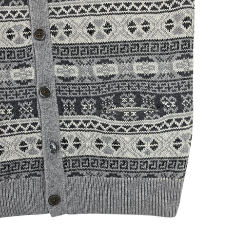 Polo Ralph Lauren Fair Isle Knit Cardigan Vest Jumper Grey Men's Large