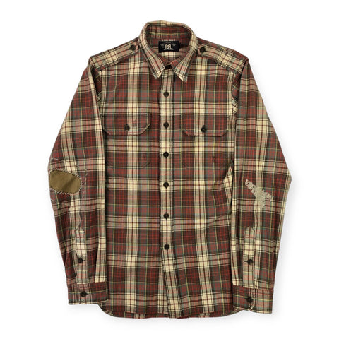 RRL Ralph Lauren Thick Flannel Distressed Checkered Shirt Men's Small
