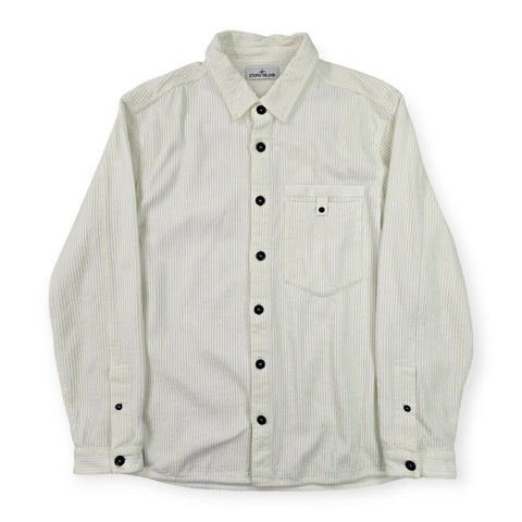 Stone Island 2022 Corduroy Spellout Overshirt White Men's XXL