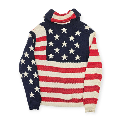 Polo Ralph Lauren USA Flag Shawl Knitted Cardigan Men's Medium