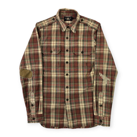 RRL Ralph Lauren Thick Flannel Distressed Checkered Shirt Men's Small