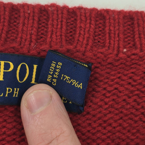 Polo Ralph Lauren Bear Knitted Jumper Red Men's Medium