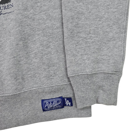 Polo Ralph Lauren Rare Bear LA Dodgers Baseball Sweatshirt Grey Mens Small